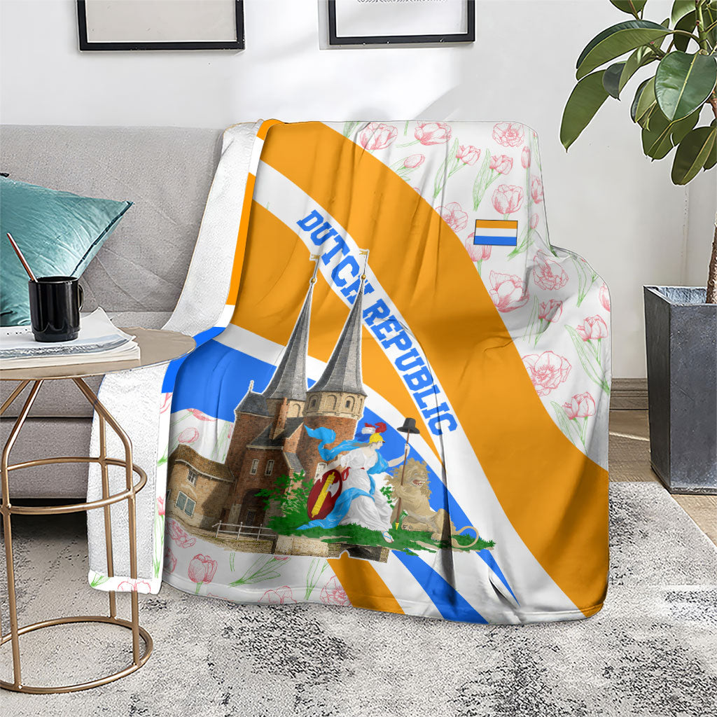 Dutch Republic Netherlands Blanket Patriotism Vintage Heraldic Crest Floral Tulip
