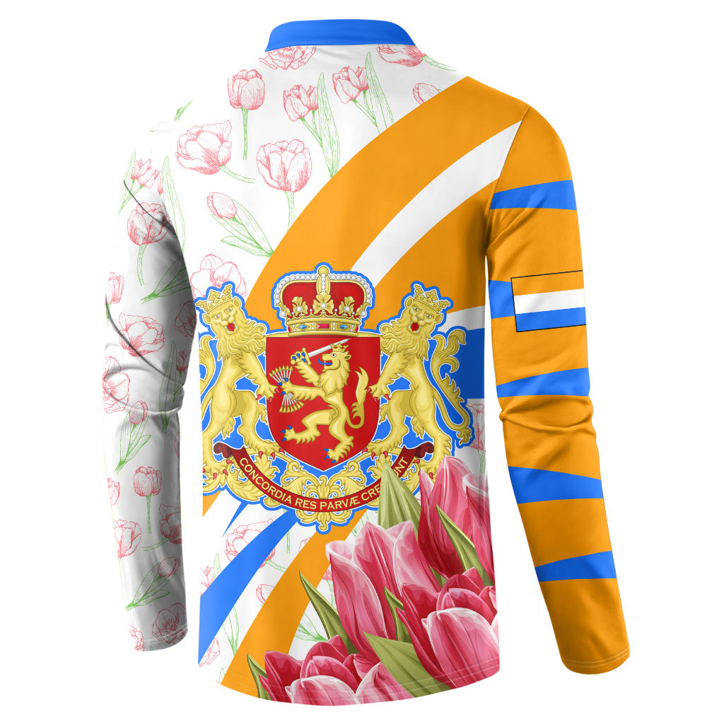 Dutch Republic Netherlands Button Sweatshirt Patriotism Vintage Heraldic Crest Floral Tulip