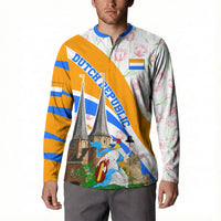 Dutch Republic Netherlands Button Sweatshirt Patriotism Vintage Heraldic Crest Floral Tulip
