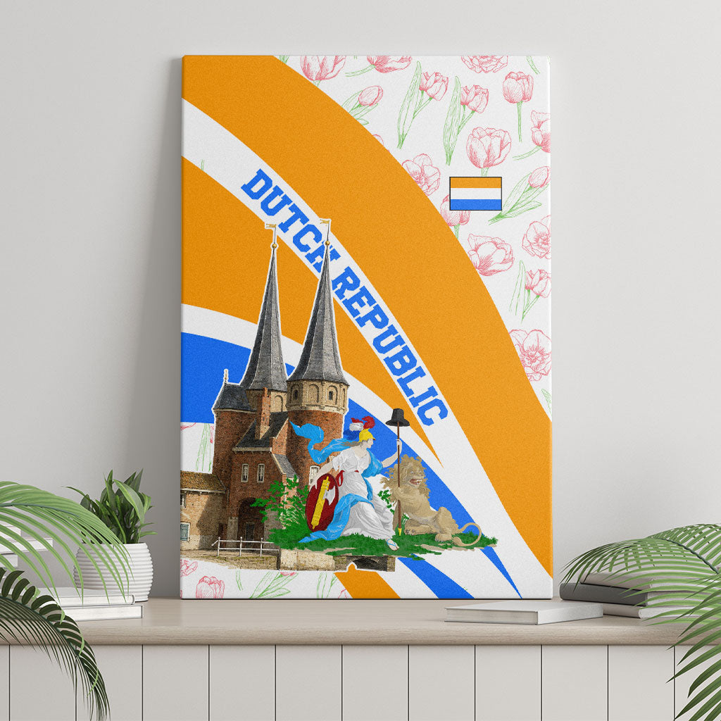 Dutch Republic Netherlands Canvas Wall Art Patriotism Vintage Heraldic Crest Floral Tulip
