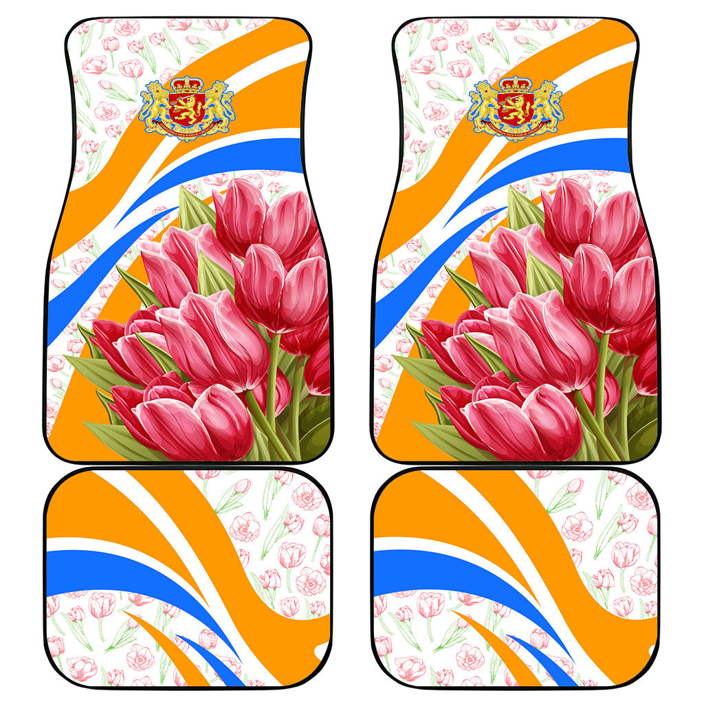 Dutch Republic Netherlands Car Mats Patriotism Vintage Heraldic Crest Floral Tulip