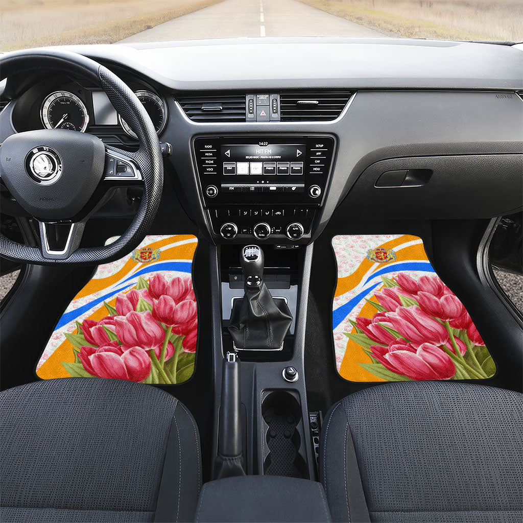 Dutch Republic Netherlands Car Mats Patriotism Vintage Heraldic Crest Floral Tulip