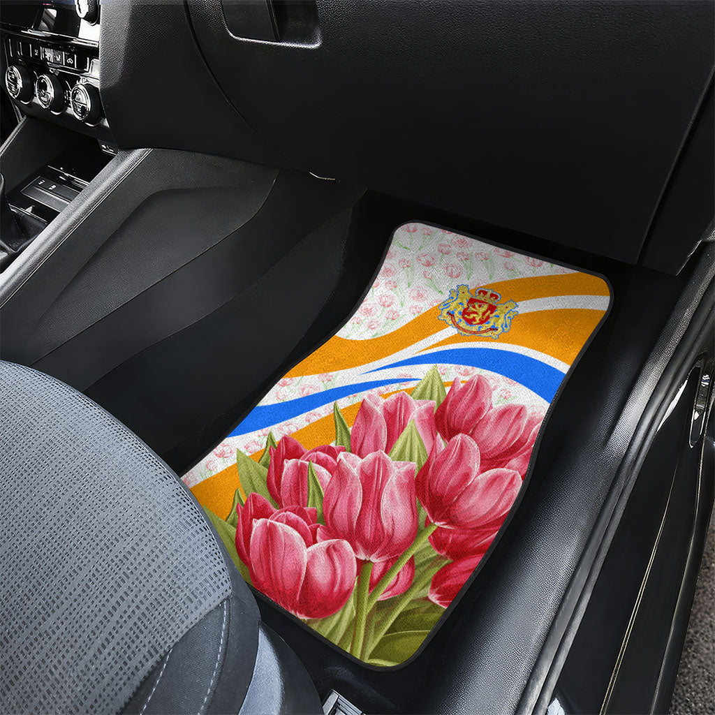 Dutch Republic Netherlands Car Mats Patriotism Vintage Heraldic Crest Floral Tulip