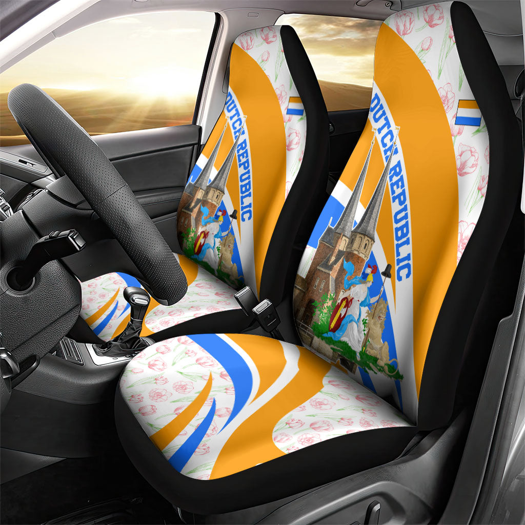 Dutch Republic Netherlands Car Seat Cover Patriotism Vintage Heraldic Crest Floral Tulip