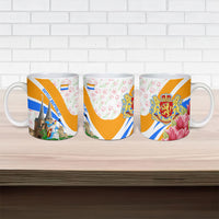 Dutch Republic Netherlands Ceramic Mug Patriotism Vintage Heraldic Crest Floral Tulip