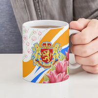 Dutch Republic Netherlands Ceramic Mug Patriotism Vintage Heraldic Crest Floral Tulip