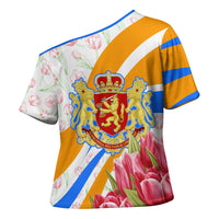 Dutch Republic Netherlands Cross Shoulder Shirt Patriotism Vintage Heraldic Crest Floral Tulip