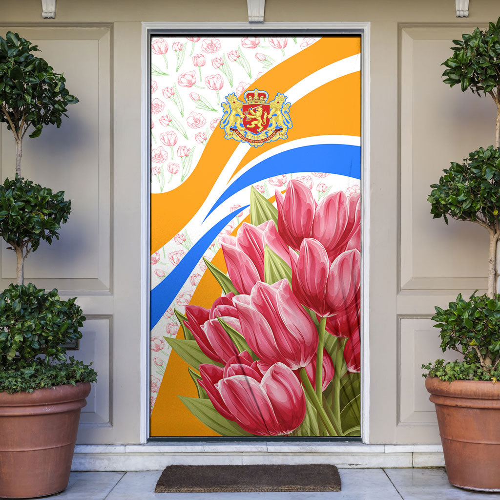 Dutch Republic Netherlands Door Cover Patriotism Vintage Heraldic Crest Floral Tulip