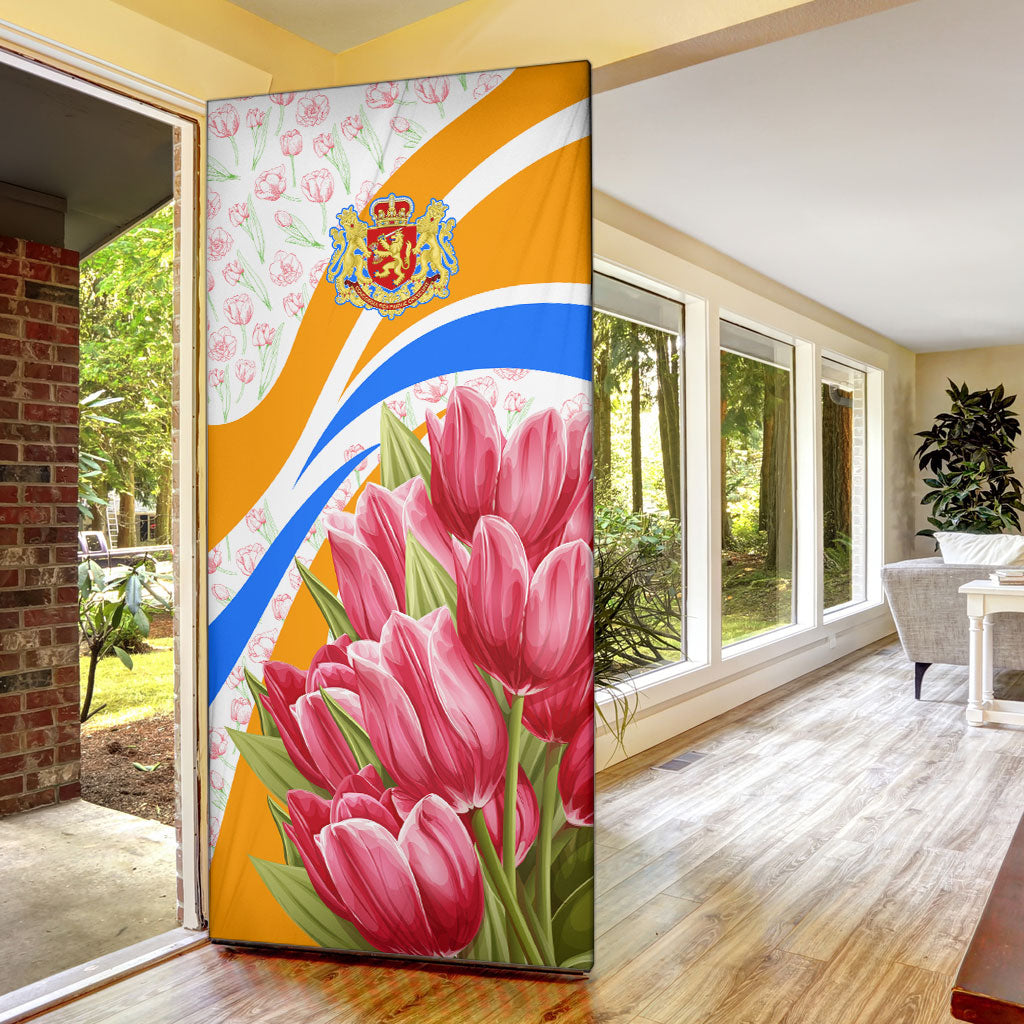 Dutch Republic Netherlands Door Cover Patriotism Vintage Heraldic Crest Floral Tulip