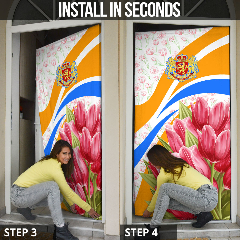Dutch Republic Netherlands Door Cover Patriotism Vintage Heraldic Crest Floral Tulip