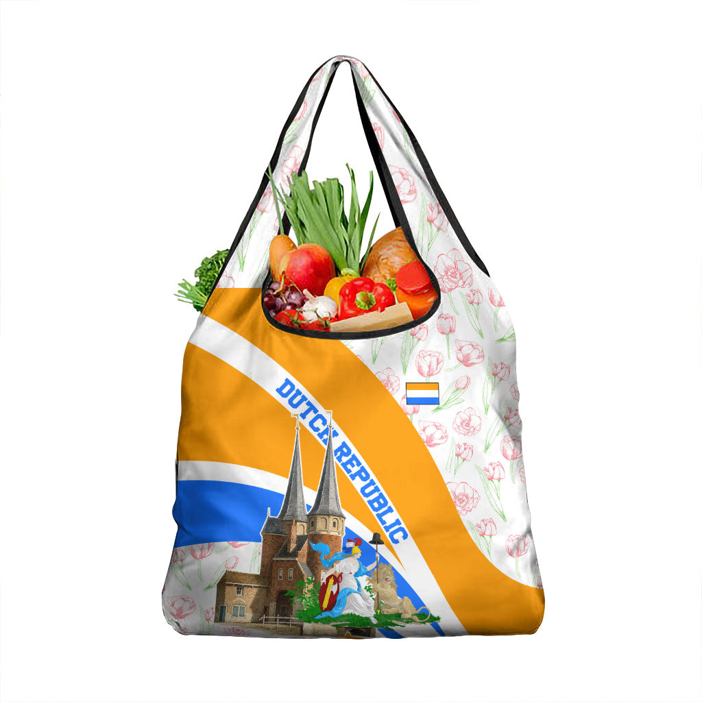 Dutch Republic Netherlands Grocery Bag Patriotism Vintage Heraldic Crest Floral Tulip