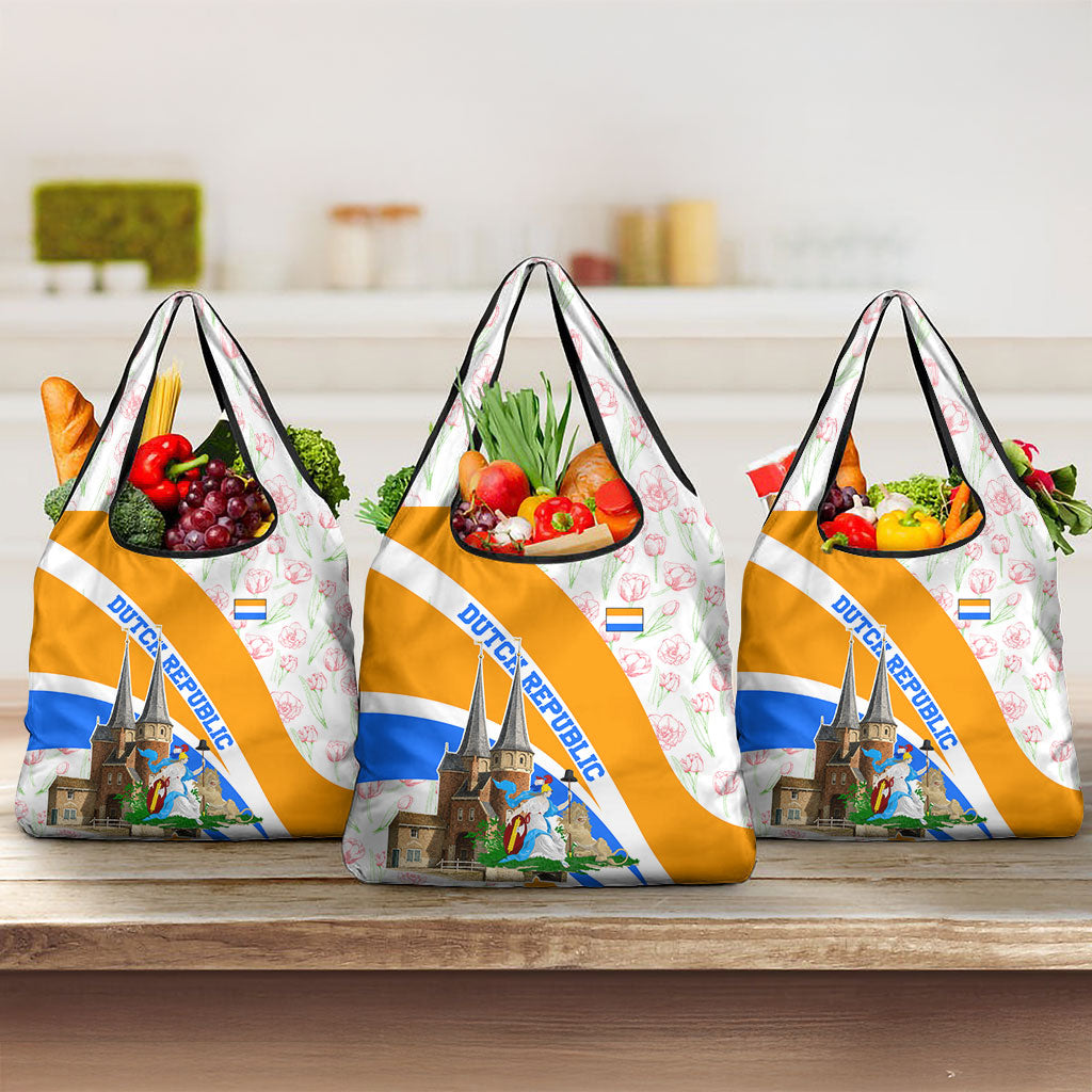 Dutch Republic Netherlands Grocery Bag Patriotism Vintage Heraldic Crest Floral Tulip