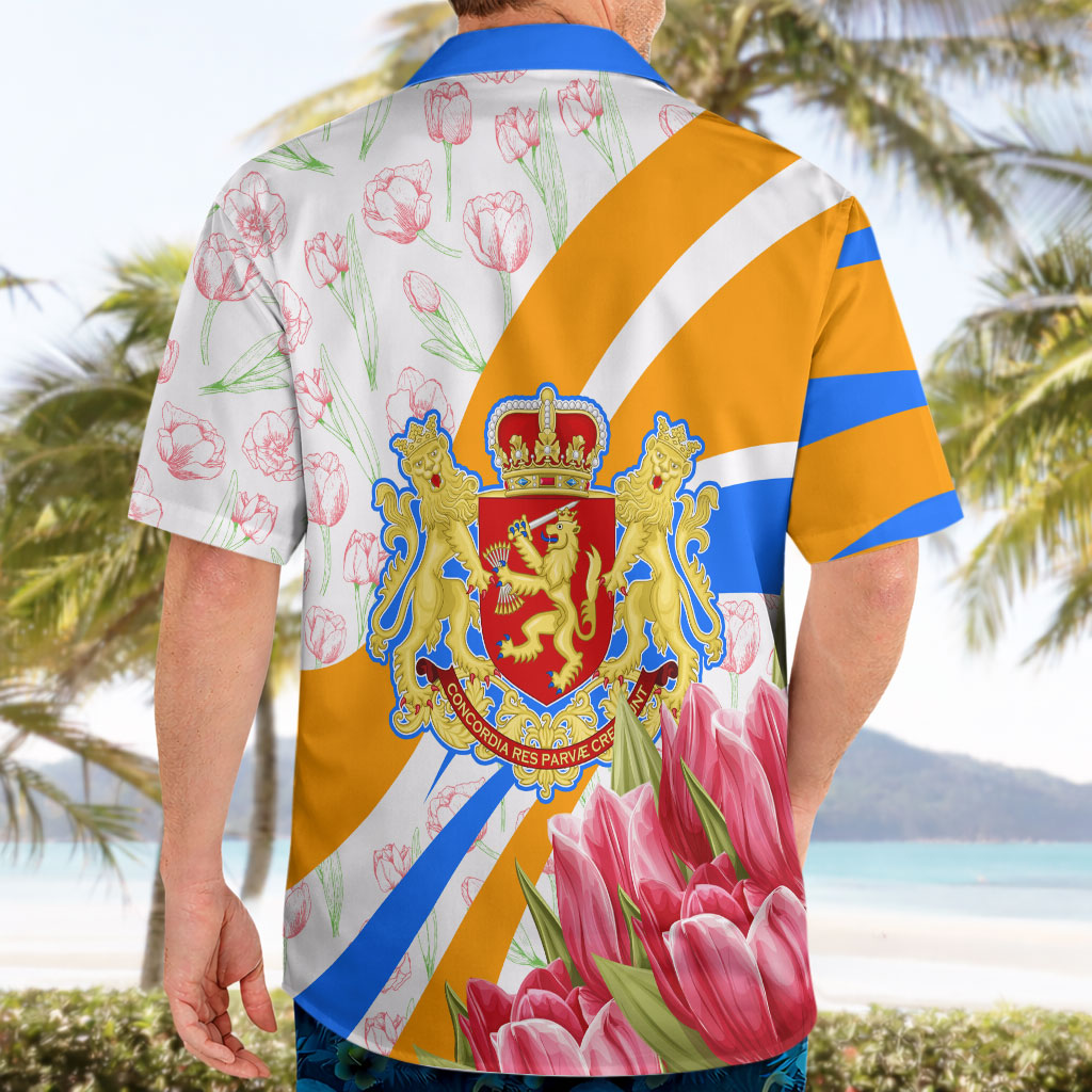 Dutch Republic Netherlands Hawaiian Shirt Patriotism Vintage Heraldic Crest Floral Tulip