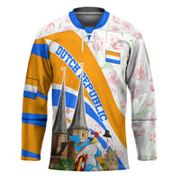 Dutch Republic Netherlands Hockey Jersey Patriotism Vintage Heraldic Crest Floral Tulip