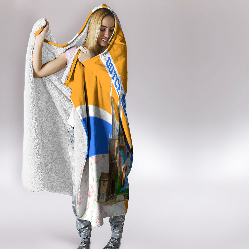 Dutch Republic Netherlands Hooded Blanket Patriotism Vintage Heraldic Crest Floral Tulip