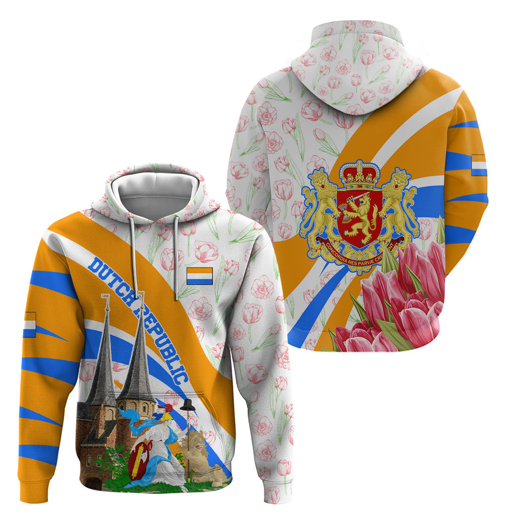 Dutch Republic Netherlands Hoodie Patriotism Vintage Heraldic Crest Floral Tulip