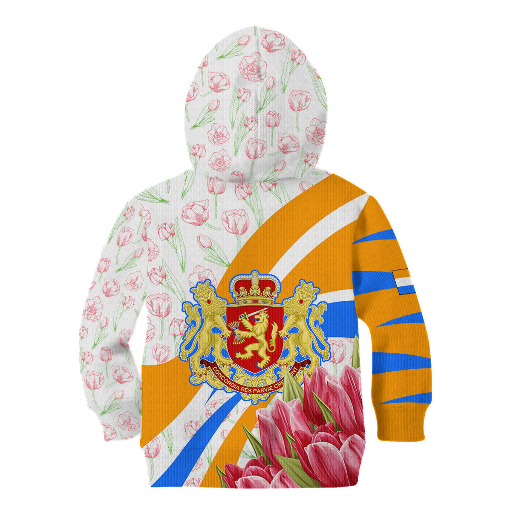 Dutch Republic Netherlands Kid Hoodie Patriotism Vintage Heraldic Crest Floral Tulip