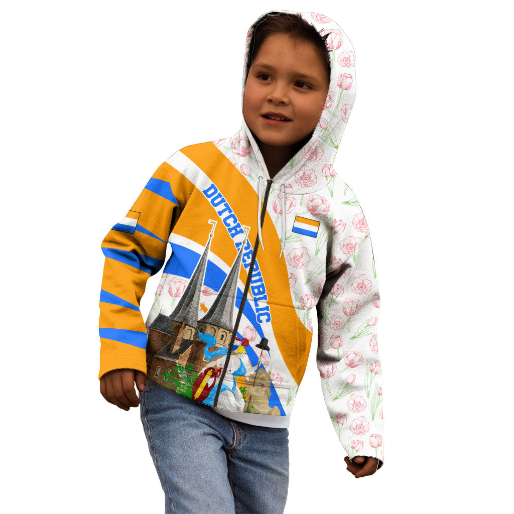 Dutch Republic Netherlands Kid Hoodie Patriotism Vintage Heraldic Crest Floral Tulip