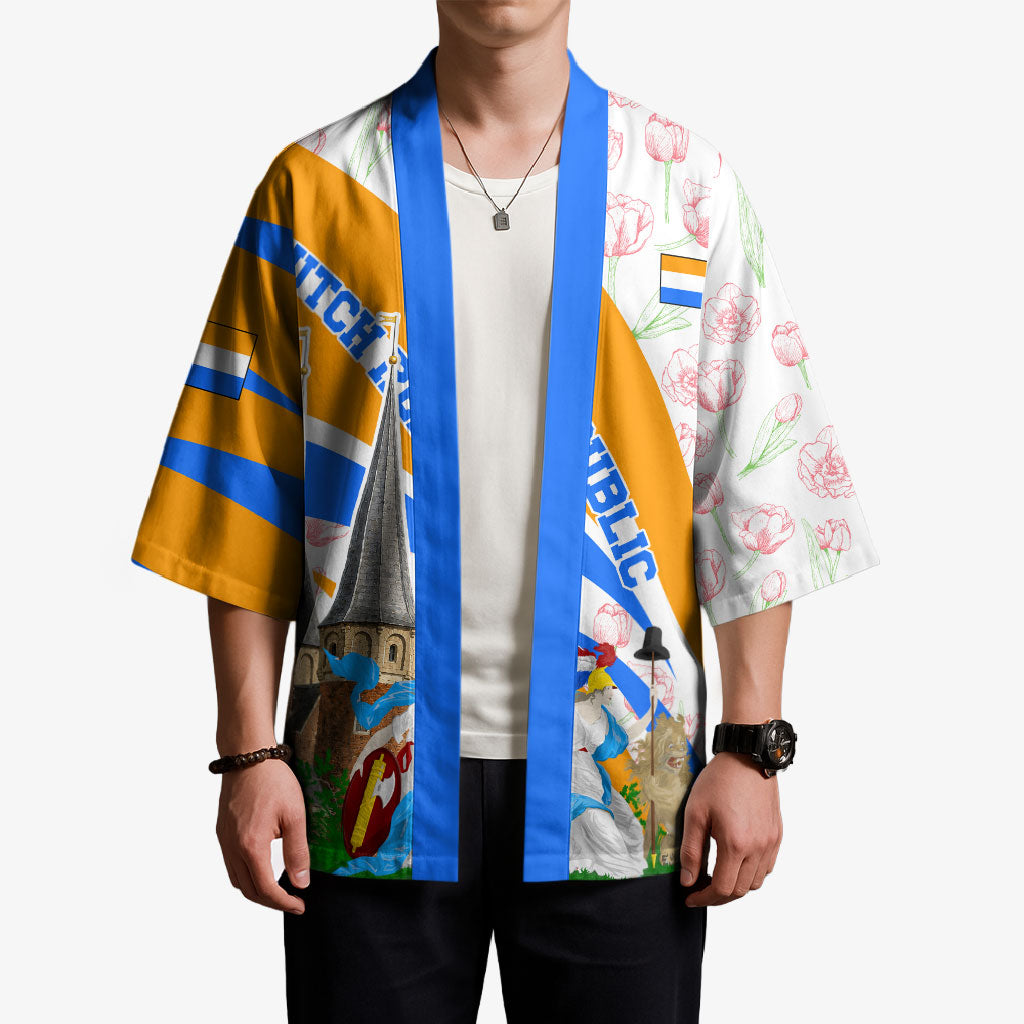 Dutch Republic Netherlands Kimono Patriotism Vintage Heraldic Crest Floral Tulip