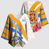 Dutch Republic Netherlands Kimono Sleeve Blouse Patriotism Vintage Heraldic Crest Floral Tulip