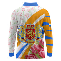 Dutch Republic Netherlands Long Sleeve Polo Shirt Patriotism Vintage Heraldic Crest Floral Tulip