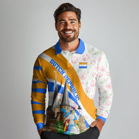 Dutch Republic Netherlands Long Sleeve Polo Shirt Patriotism Vintage Heraldic Crest Floral Tulip