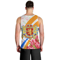 Dutch Republic Netherlands Men Tank Top Patriotism Vintage Heraldic Crest Floral Tulip