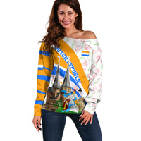 Dutch Republic Netherlands Off Shoulder Sweater Patriotism Vintage Heraldic Crest Floral Tulip