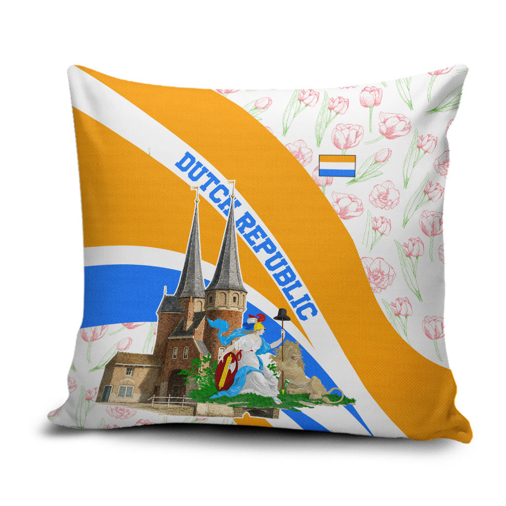 Dutch Republic Netherlands Pillow Cover Patriotism Vintage Heraldic Crest Floral Tulip