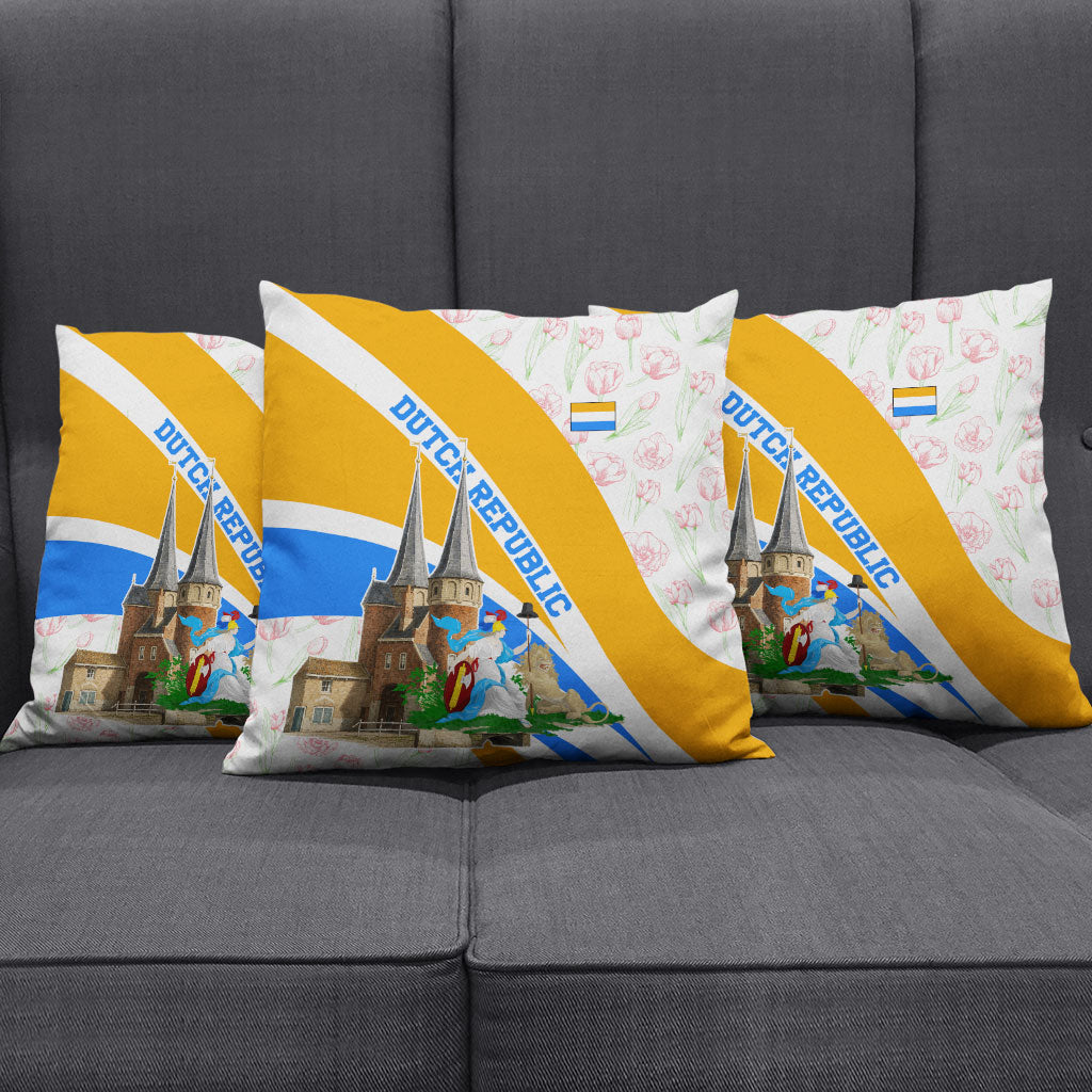 Dutch Republic Netherlands Pillow Cover Patriotism Vintage Heraldic Crest Floral Tulip