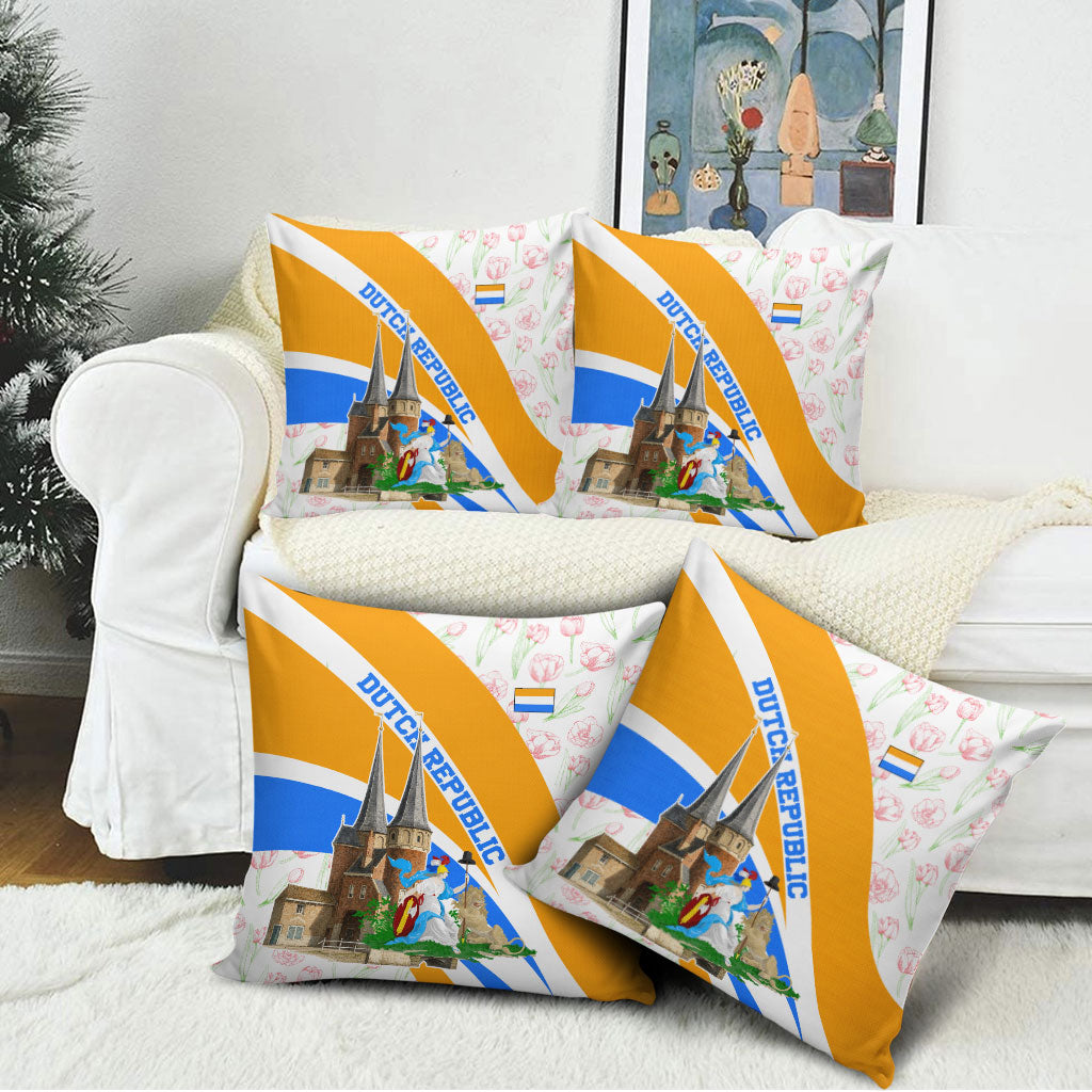 Dutch Republic Netherlands Pillow Cover Patriotism Vintage Heraldic Crest Floral Tulip
