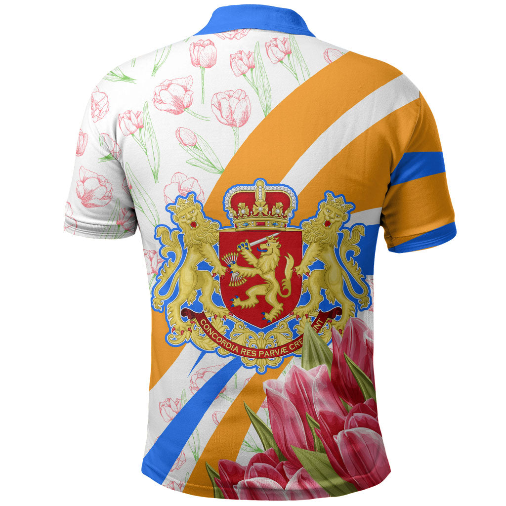 Dutch Republic Netherlands Polo Shirt Patriotism Vintage Heraldic Crest Floral Tulip
