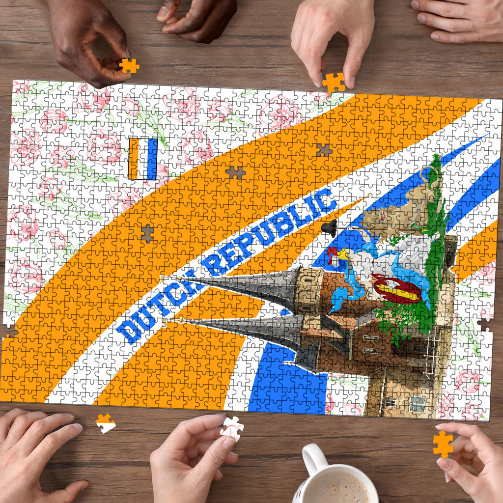 Dutch Republic Netherlands Puzzle Patriotism Vintage Heraldic Crest Floral Tulip
