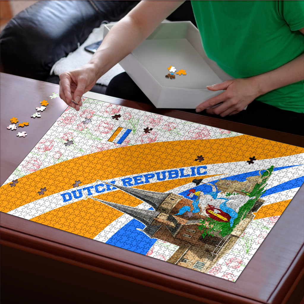 Dutch Republic Netherlands Puzzle Patriotism Vintage Heraldic Crest Floral Tulip