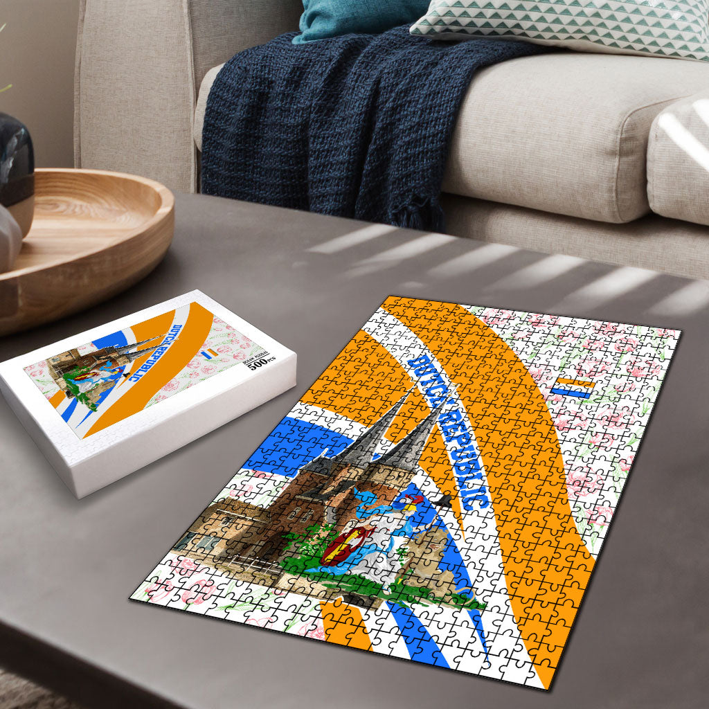 Dutch Republic Netherlands Puzzle Patriotism Vintage Heraldic Crest Floral Tulip