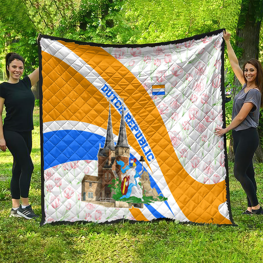 Dutch Republic Netherlands Quilt Patriotism Vintage Heraldic Crest Floral Tulip