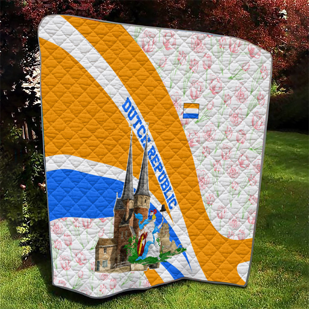 Dutch Republic Netherlands Quilt Patriotism Vintage Heraldic Crest Floral Tulip