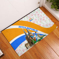 Dutch Republic Netherlands Rubber Doormat Patriotism Vintage Heraldic Crest Floral Tulip
