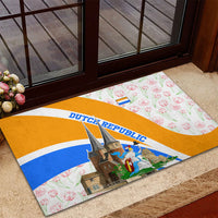 Dutch Republic Netherlands Rubber Doormat Patriotism Vintage Heraldic Crest Floral Tulip