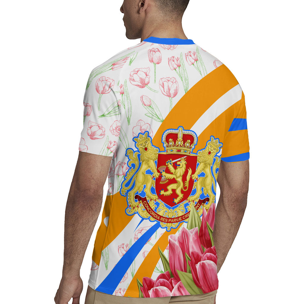 Dutch Republic Netherlands Rugby Jersey Patriotism Vintage Heraldic Crest Floral Tulip