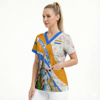 Dutch Republic Netherlands Scrub Top Patriotism Vintage Heraldic Crest Floral Tulip