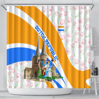 Dutch Republic Netherlands Shower Curtain Patriotism Vintage Heraldic Crest Floral Tulip