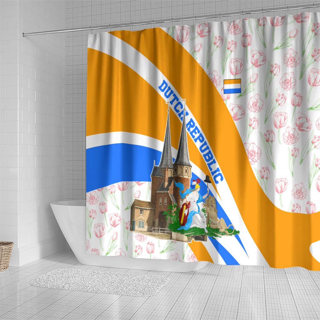 Dutch Republic Netherlands Shower Curtain Patriotism Vintage Heraldic Crest Floral Tulip