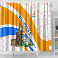 Dutch Republic Netherlands Shower Curtain Patriotism Vintage Heraldic Crest Floral Tulip