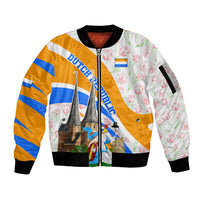 Dutch Republic Netherlands Sleeve Zip Bomber Jacket Patriotism Vintage Heraldic Crest Floral Tulip