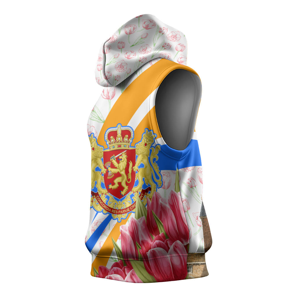 Dutch Republic Netherlands Sleeveless Hoodie Patriotism Vintage Heraldic Crest Floral Tulip