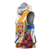 Dutch Republic Netherlands Sleeveless Hoodie Patriotism Vintage Heraldic Crest Floral Tulip