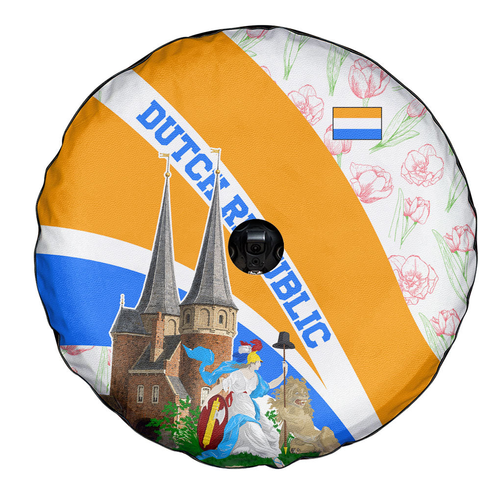 Dutch Republic Netherlands Spare Tire Cover Patriotism Vintage Heraldic Crest Floral Tulip