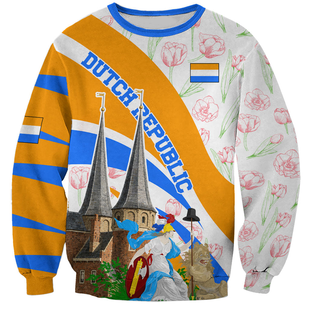 Dutch Republic Netherlands Sweatshirt Patriotism Vintage Heraldic Crest Floral Tulip