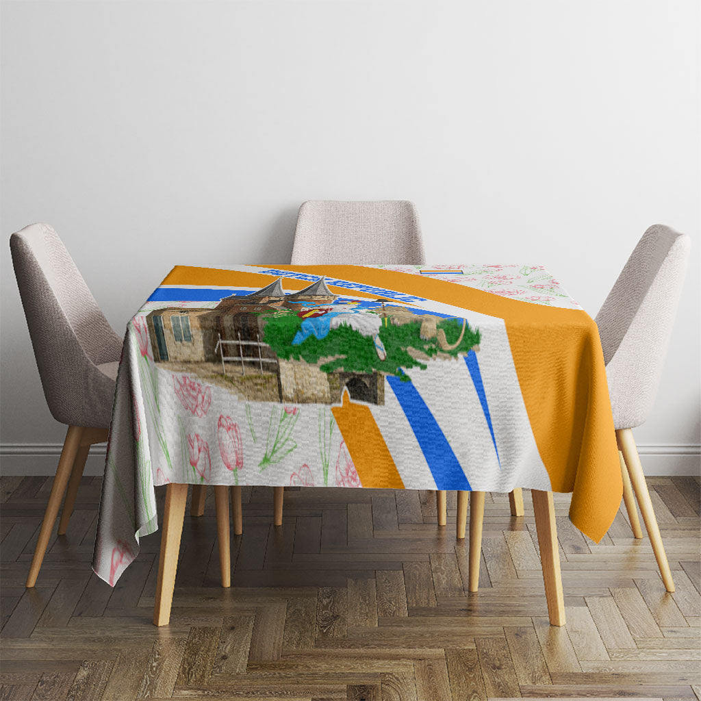 Dutch Republic Netherlands Tablecloth Patriotism Vintage Heraldic Crest Floral Tulip